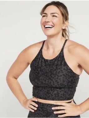 Old Navy PowerSoft Longline Sports Bra Crop With Padding Sz Medium